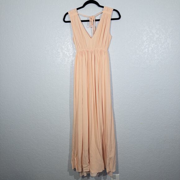 Madewell Peach Pink Magnolia Tie Back Maxi Dress Size XXS - Picture 6 of 8